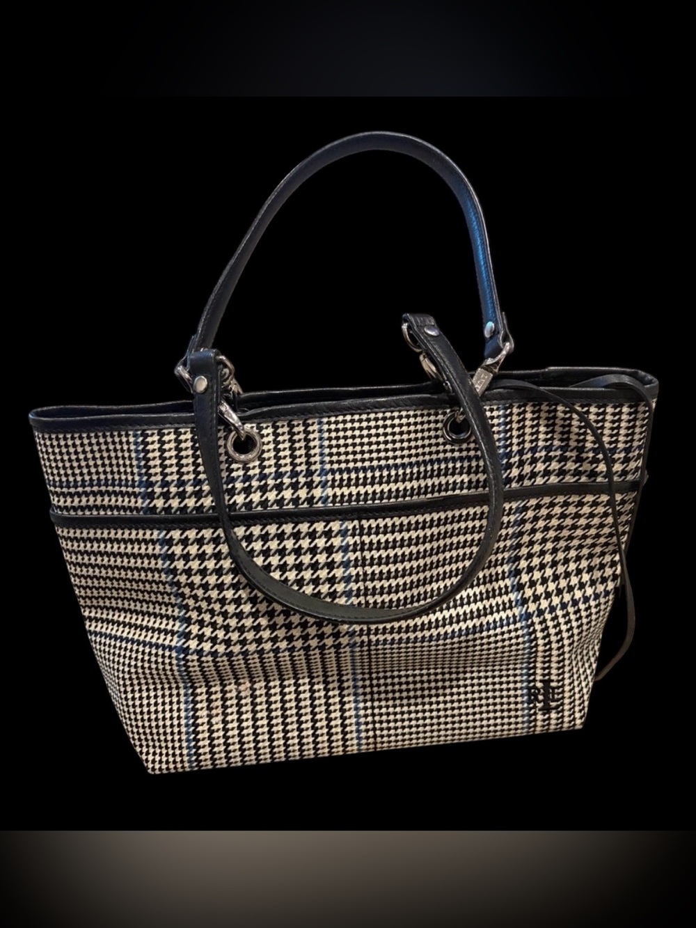 Lauren Ralph Lauren in classic Black and White Houndstooth Tote‎ - Vintage